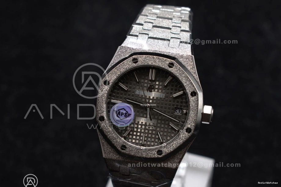 Edition 1:1 Clone Grey SS SS Frosted Royal 1031 37mm Oak 15454 Bracelet Dial Best APSF on Lightweight Textured Super SA3120 0719